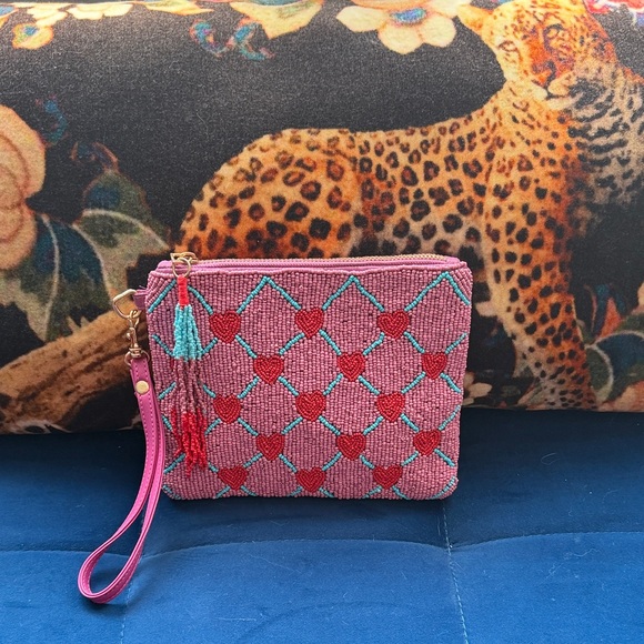 Sincerly Jules Handbags - Sincerely Jules pink beaded heart clutch.